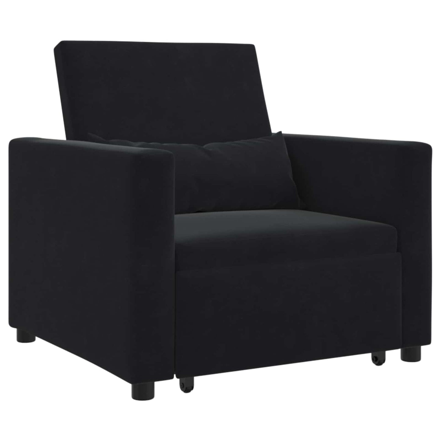JUNG Vida Ausziehbare Schlafcouch Einzel Schwarz 90 x 165 x 87 cm Samt