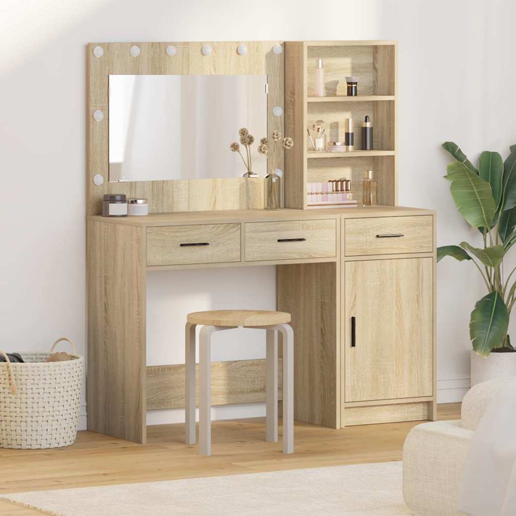JUNG Vida Schminktisch mit Spiegelbeleuchtung 2 pcs Braun Holzwerkstoff
