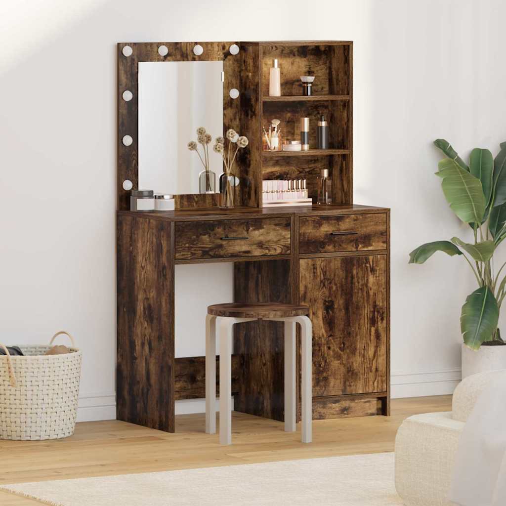 JUNG Vida Schminktischset mit LED 2 pcs Geräucherte Eiche Holzwerkstoff