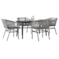 JUNG Vida 5-tlg. Garten-Essgruppe mit Kissen Grau Poly Rattan Glas