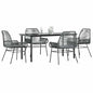 JUNG Vida 5-tlg. Garten-Essgruppe mit Kissen Grau Poly Rattan Glas