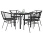 JUNG Vida 5-tlg. Garten-Essgruppe mit Kissen Schwarz Poly Rattan Glas