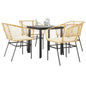 JUNG Vida 5-tlg. Garten-Essgruppe mit Kissen Braun Poly Rattan Glas