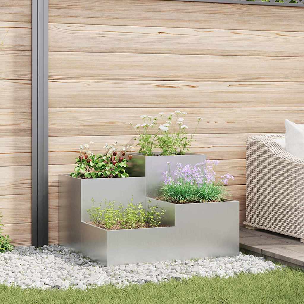 JUNG Vida Gartenblumentopf Silber 80 x 80 x 60 cm Verzinkter Stahl