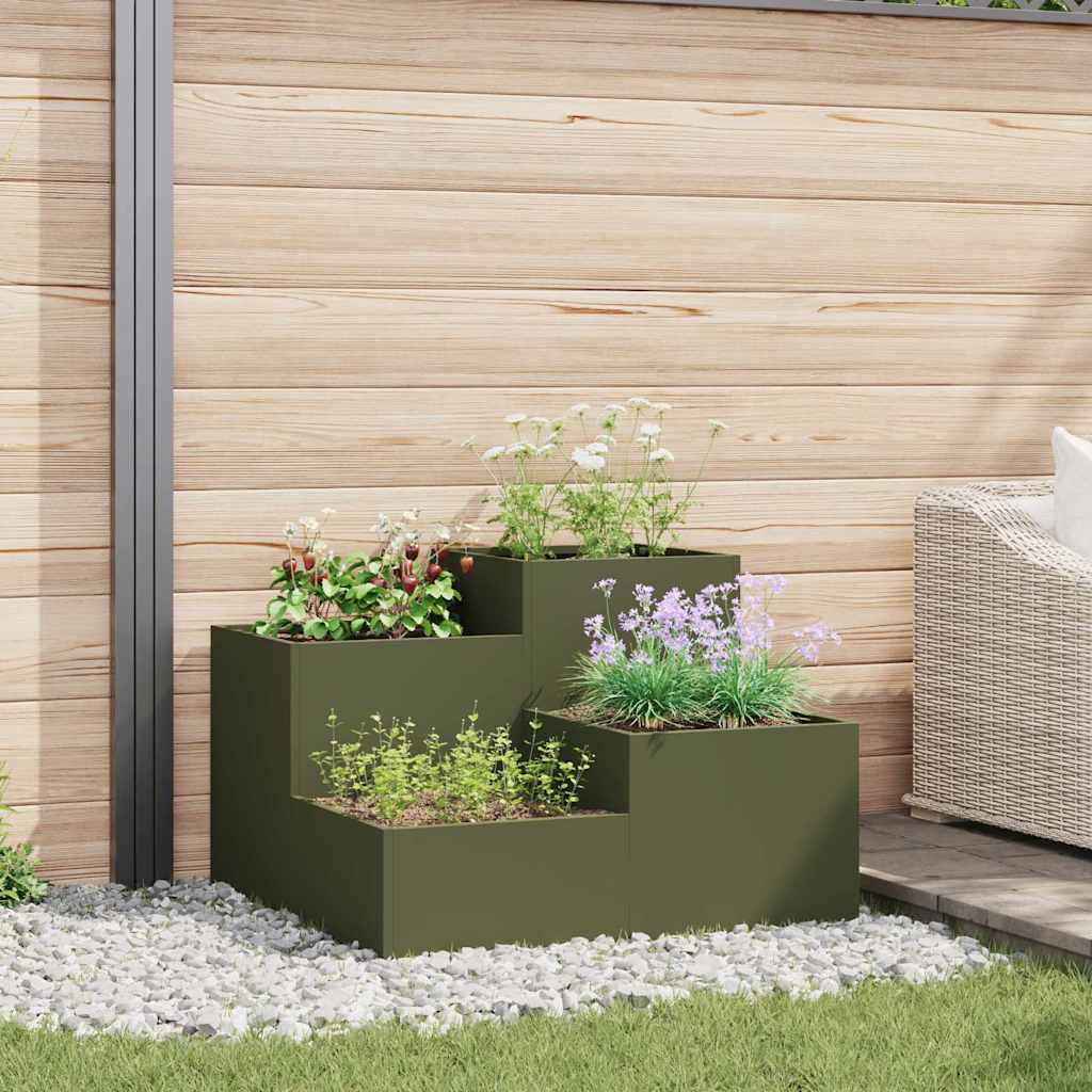 JUNG Vida Gartenblumentopf Olivgrün 100 x 100 x 60 cm Stahl