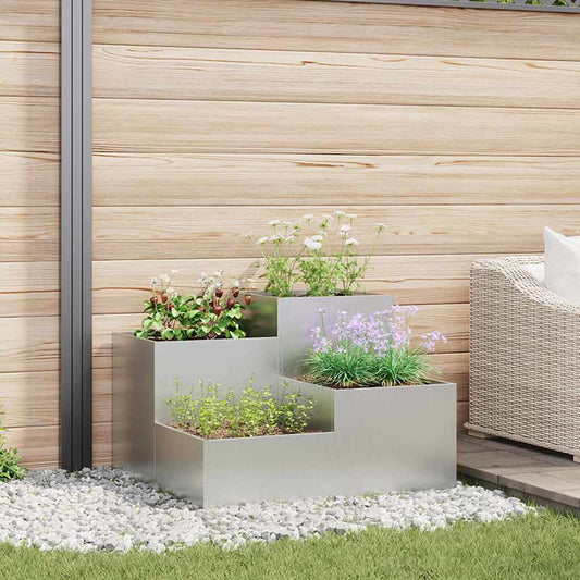 JUNG Vida Gartenblumentopf Silber 100 x 100 x 60 cm Verzinkter Stahl