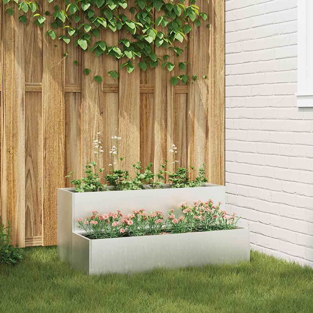 JUNG Vida Garten-Pflanzgefäß Silber 100 x 60 x 45 cm Edelstahl