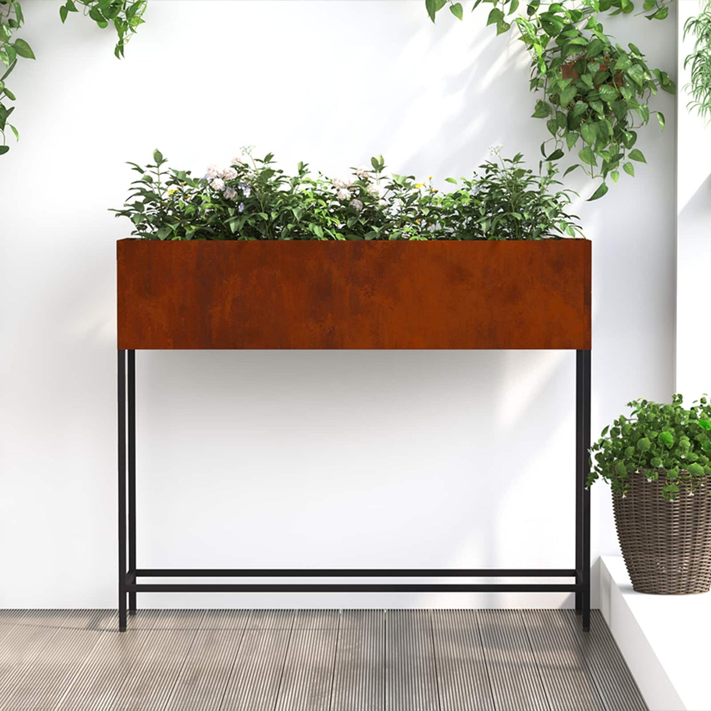 JUNG Vida Hochbeet Gartenpflanzer Rostig 100 x 26 x 82 cm Wetterfeststahl