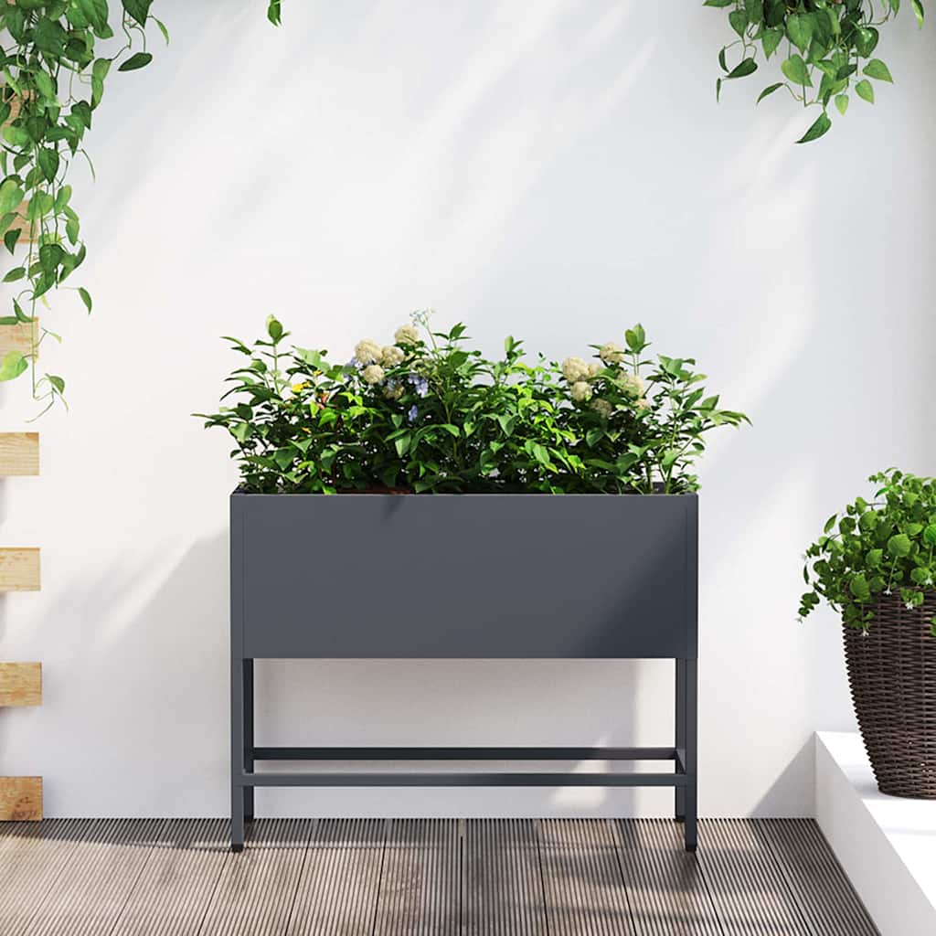 JUNG Vida Hochbeet Gartenpflanzer Anthrazit 60 x 26 x 45 cm Stahl