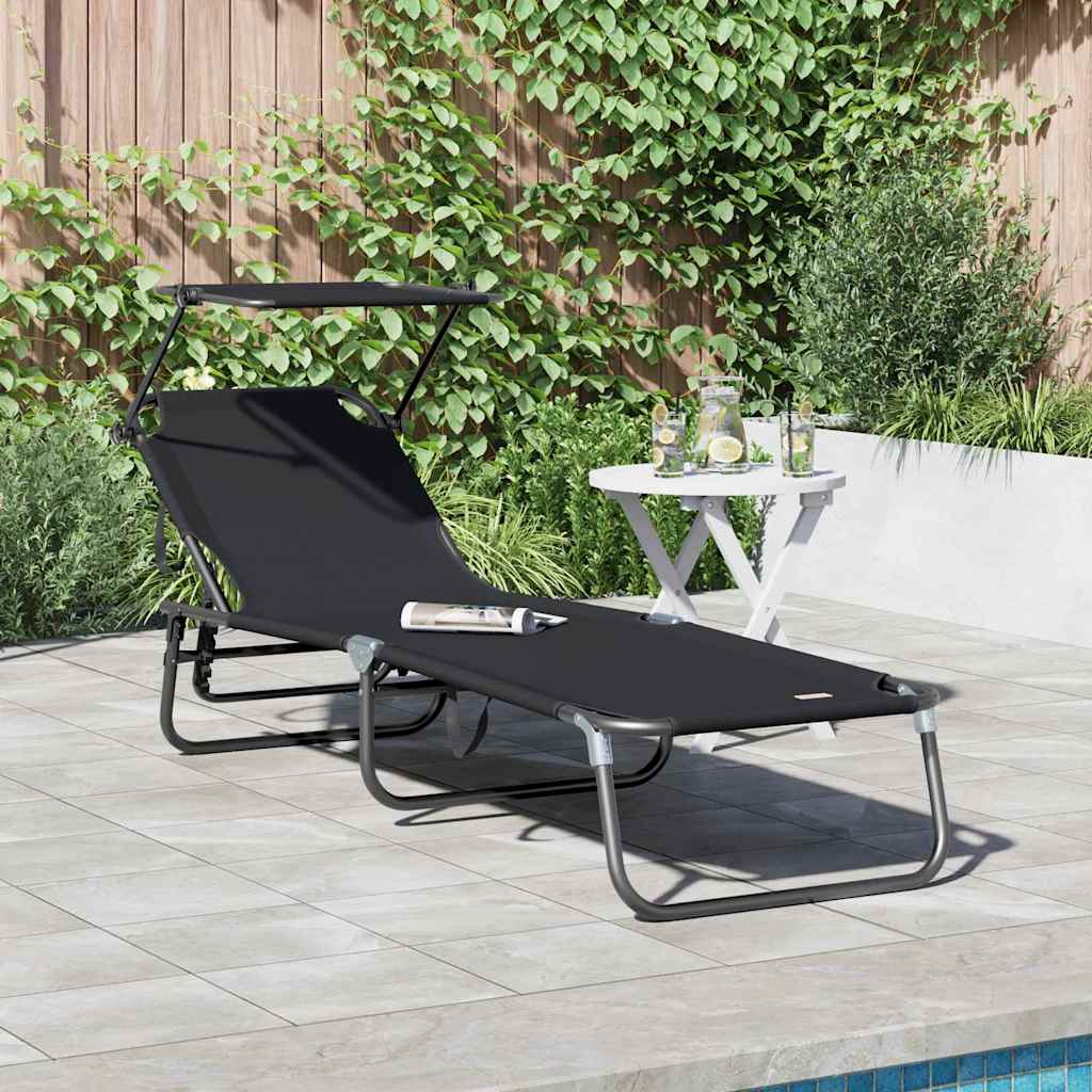 JUNG Vida Klappbare Sonnenliege Schwarz 190 x 57 x 81 cm Oxford