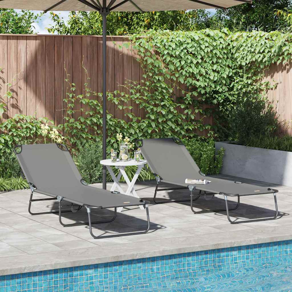 JUNG Vida Klappbare Sonnenliege 2 pcs Grau 188 x 57 x 86,5 cm Polyester