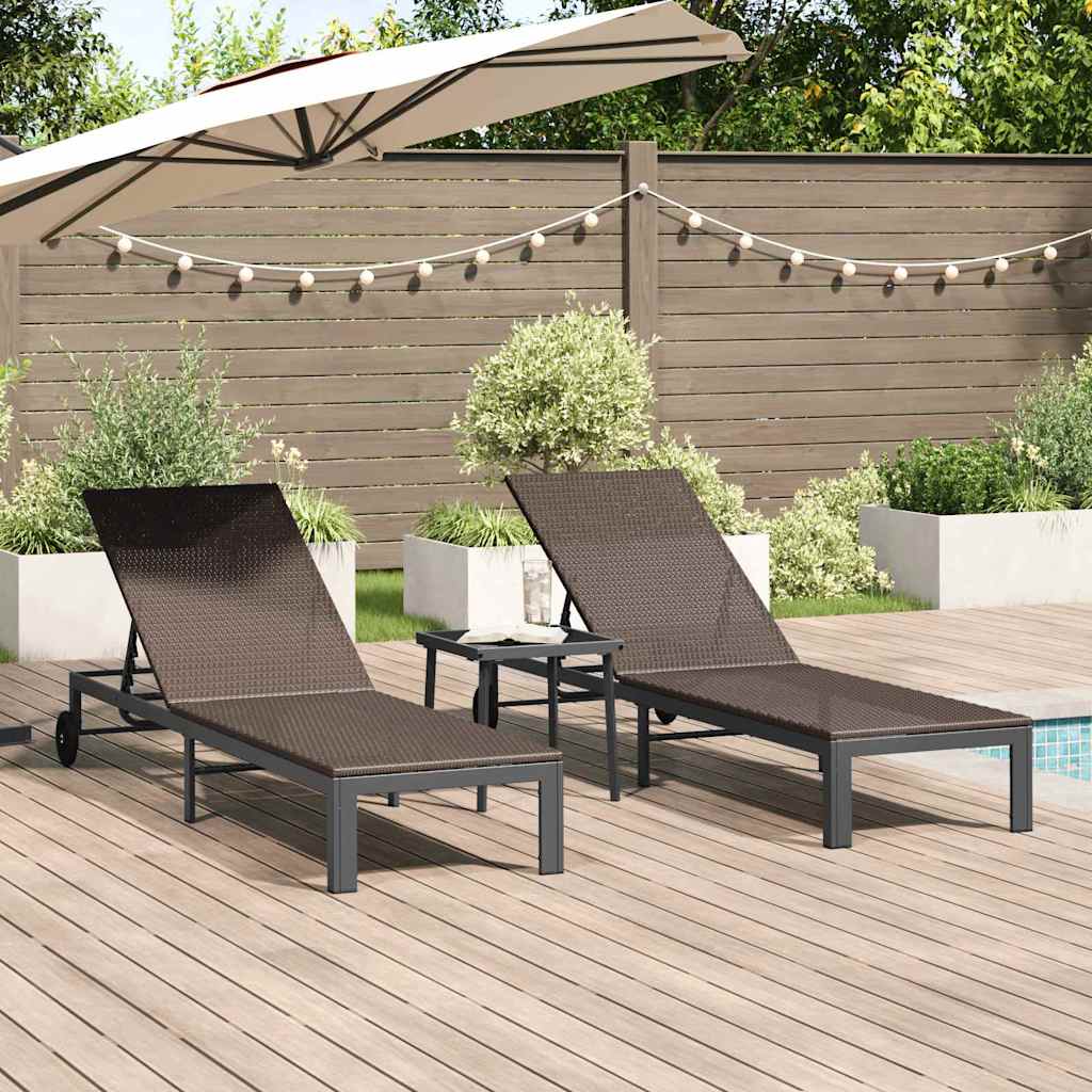 JUNG Vida Sonnenliege 2-Person 3 pcs Braun Poly-Rattan