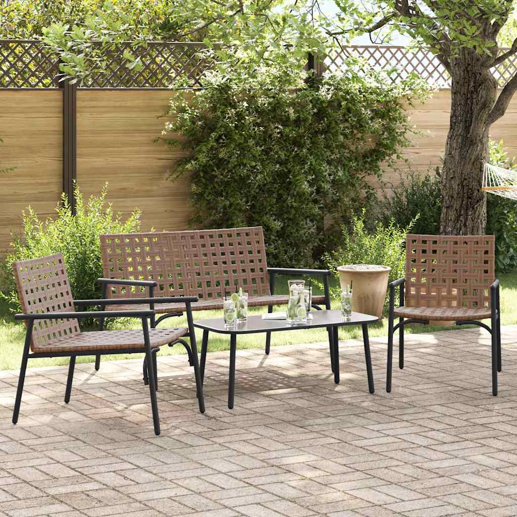 JUNG Vida Garten Essgruppe 4 pcs Braun Poly-Rattan