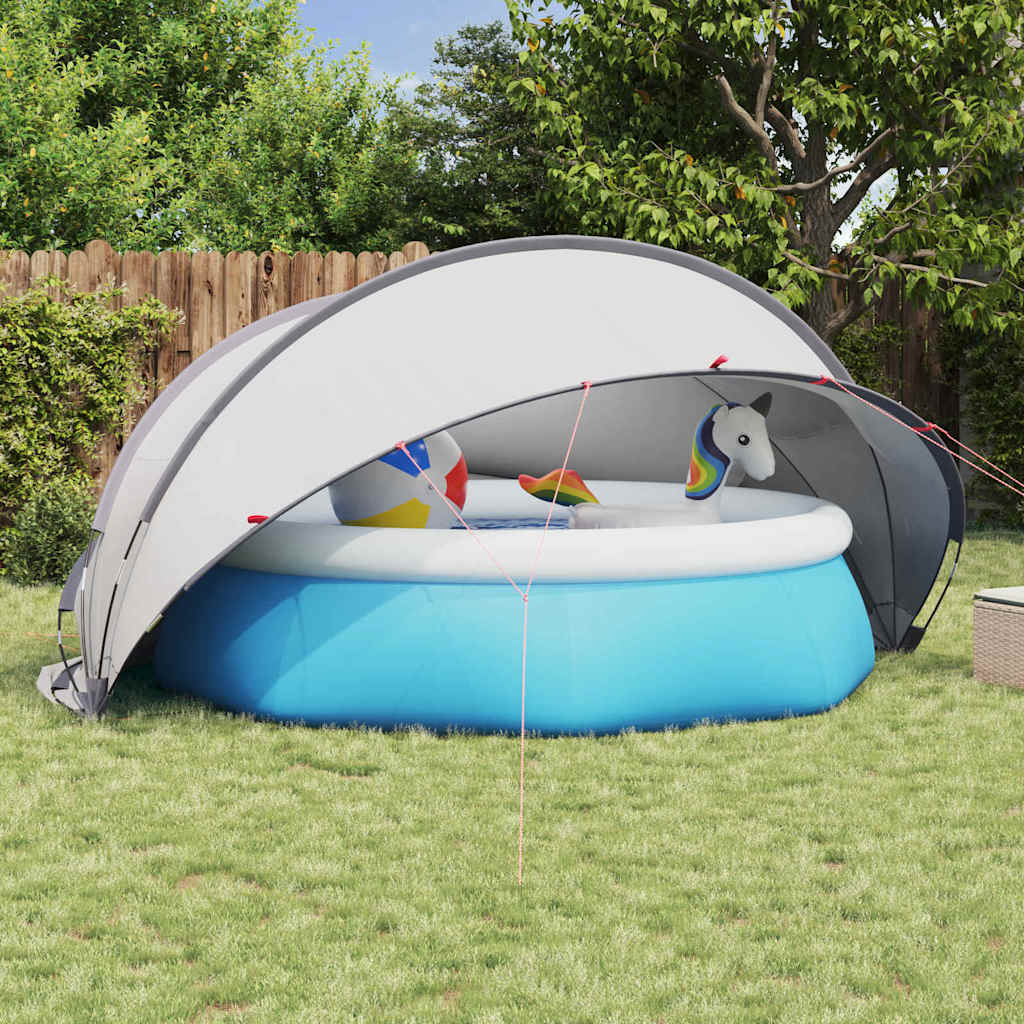 JUNG Vida Pool-Dome Grau und Orange 405 x 405 x 192 cm