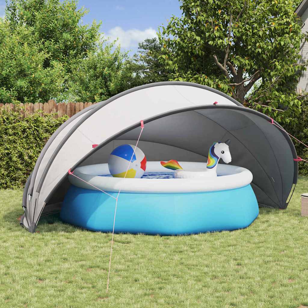 JUNG Vida Pool-Dome Grau und Orange 500 x 500 x 236 cm