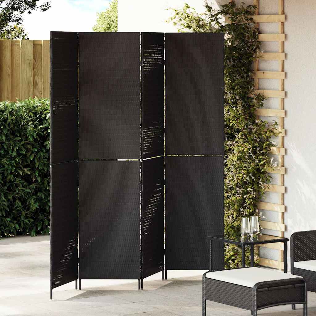 JUNG Vida Raumteiler Schwarz 195 x 180 cm Poly-Rattan