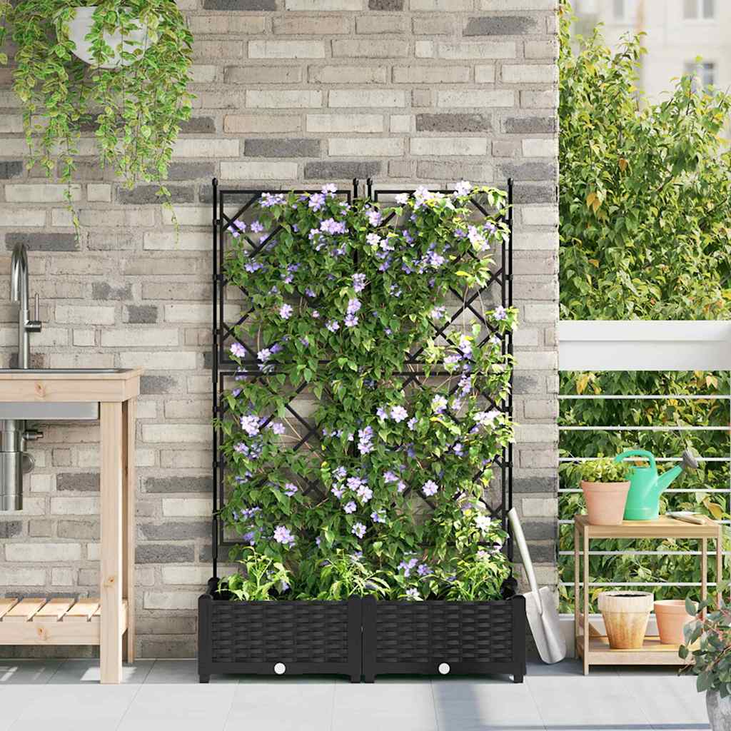 JUNG Vida Garten-Pflanzgefäß 2 pcs Schwarz 80 x 40 x 125,5 cm Stahl