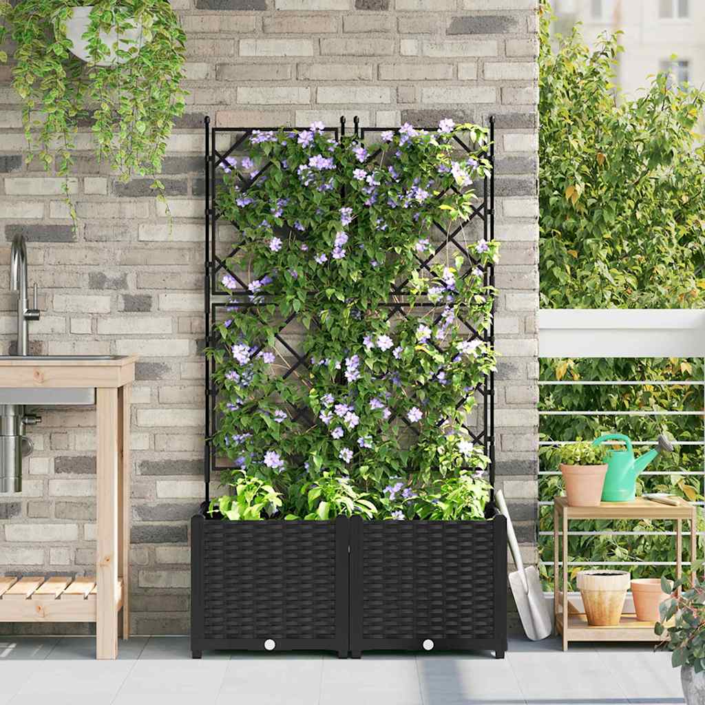 JUNG Vida Garten-Pflanzgefäß 2 pcs Schwarz 80 x 40 x 143 cm Stahl