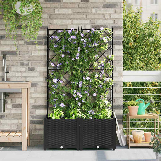 JUNG Vida Garten-Pflanzgefäß 2 pcs Schwarz 80 x 40 x 143 cm Stahl