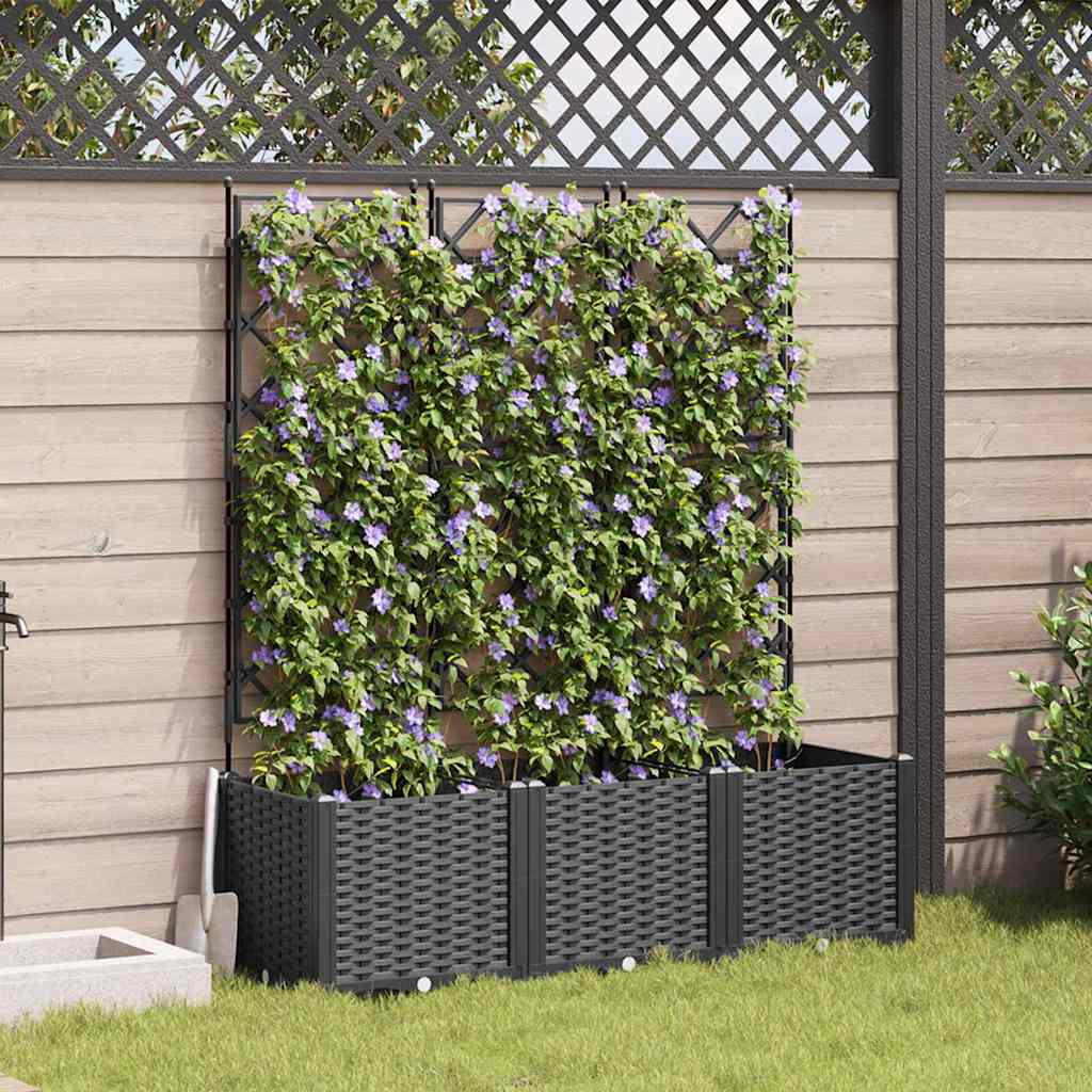 JUNG Vida Garten-Pflanzgefäß 3 pcs Schwarz 120 x 40 x 143 cm Stahl