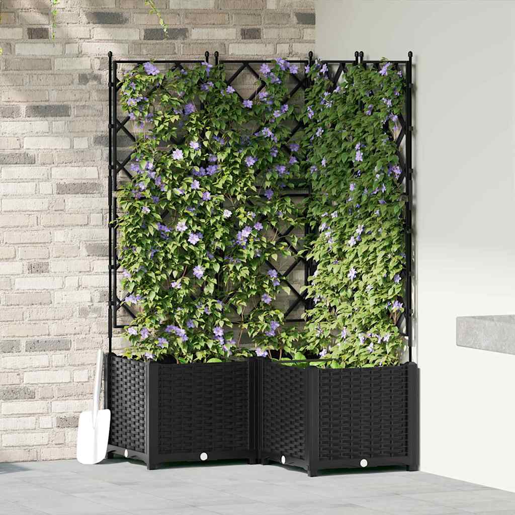 JUNG Vida Garten-Pflanzgefäß 3 pcs Schwarz 80 x 80 x 143 cm Stahl