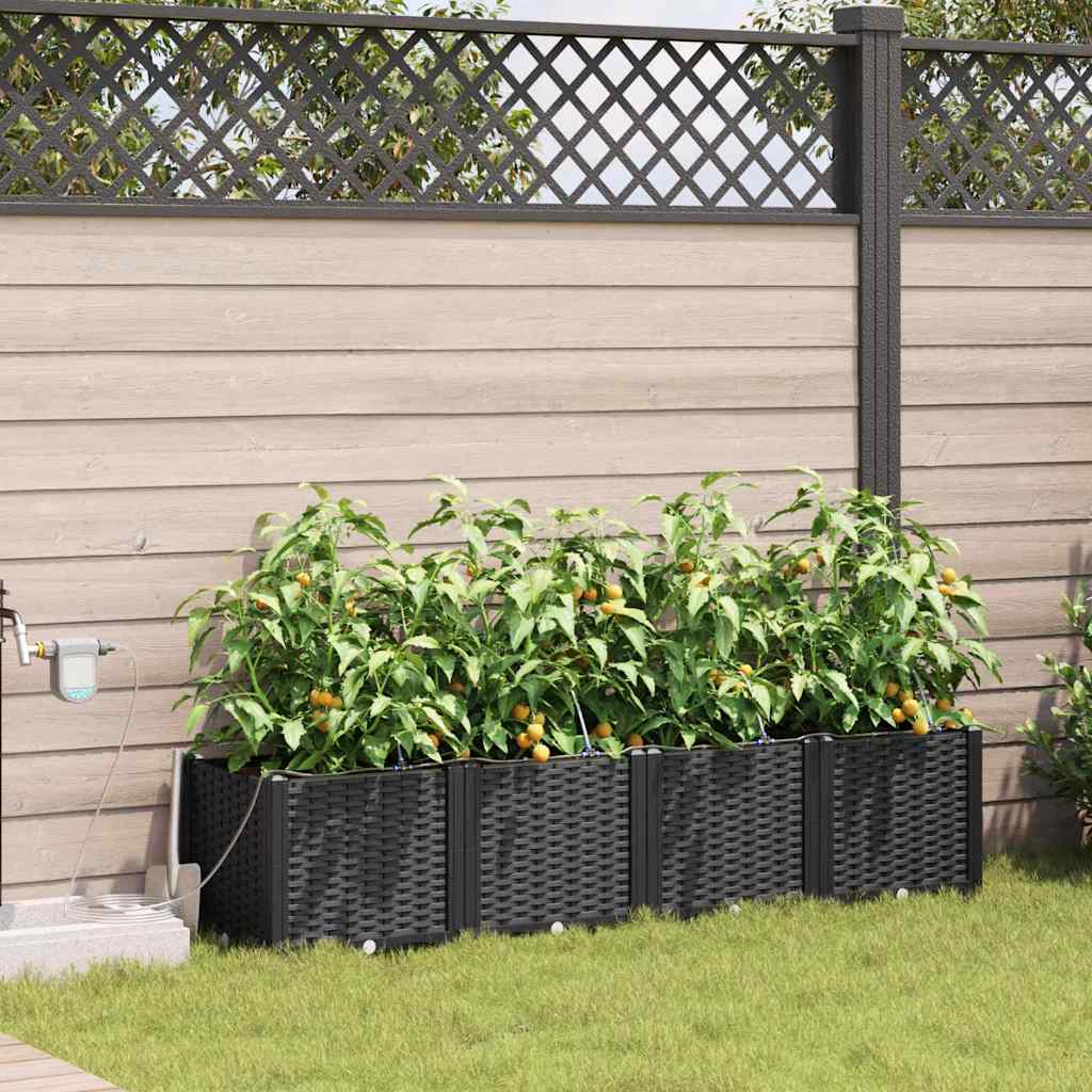 JUNG Vida Garten-Pflanzgefäß 4 pcs Schwarz Stahl