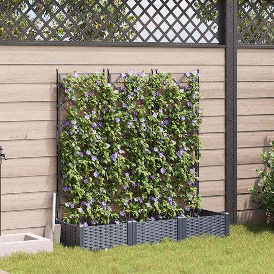 JUNG Vida Garten-Pflanzgefäß 3 pcs Grau 120 x 40 x 125,5 cm Stahl