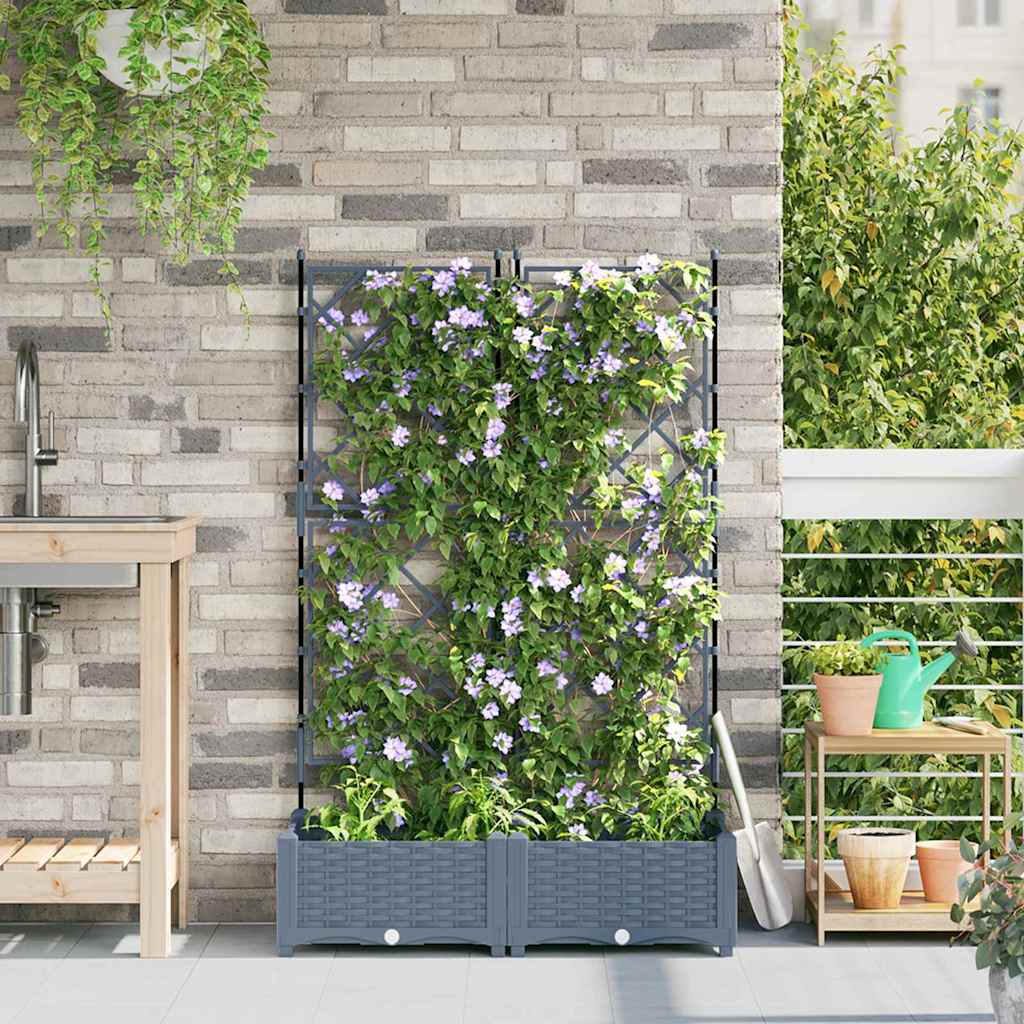 JUNG Vida Garten-Pflanzgefäß 2 pcs Hellgrau 80 x 40 x 125,5 cm Stahl