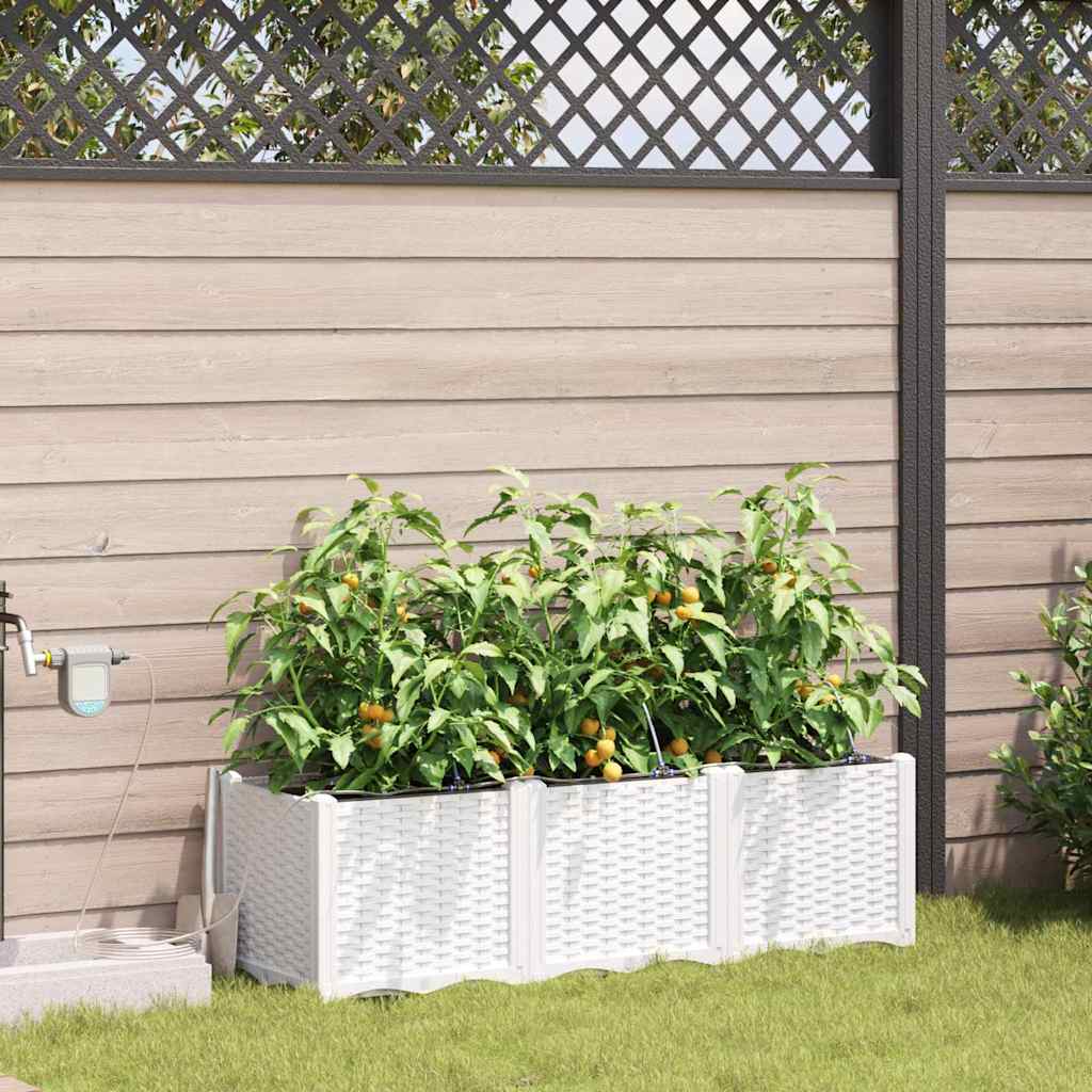 JUNG Vida Garten-Pflanzgefäß 3 pcs Weiß Stahl