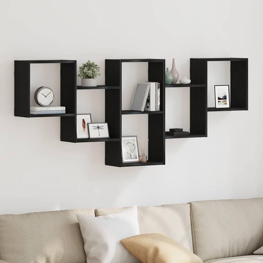 JUNG Vida Wandregal Schwarz Eichen-Optik 159x18x66 cm Holzwerkstoff