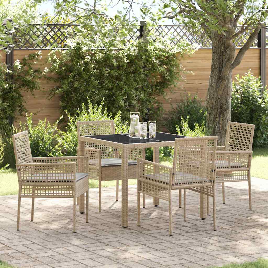 JUNG Vida Garten Essgruppe 5 pcs Beige Poly-Rattan
