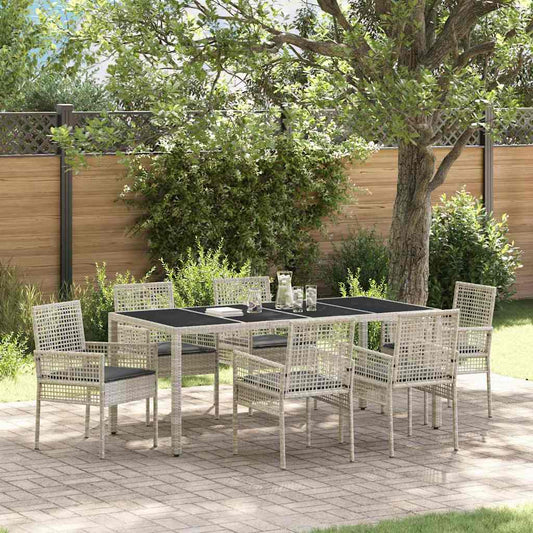 JUNG Vida Garten Essgruppe 7 pcs Hellgrau Poly-Rattan