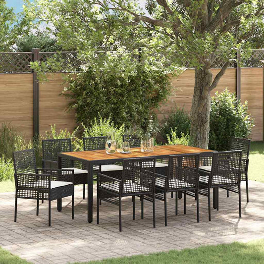 JUNG Vida Garten Essgruppe 9 pcs Schwarz Poly-Rattan