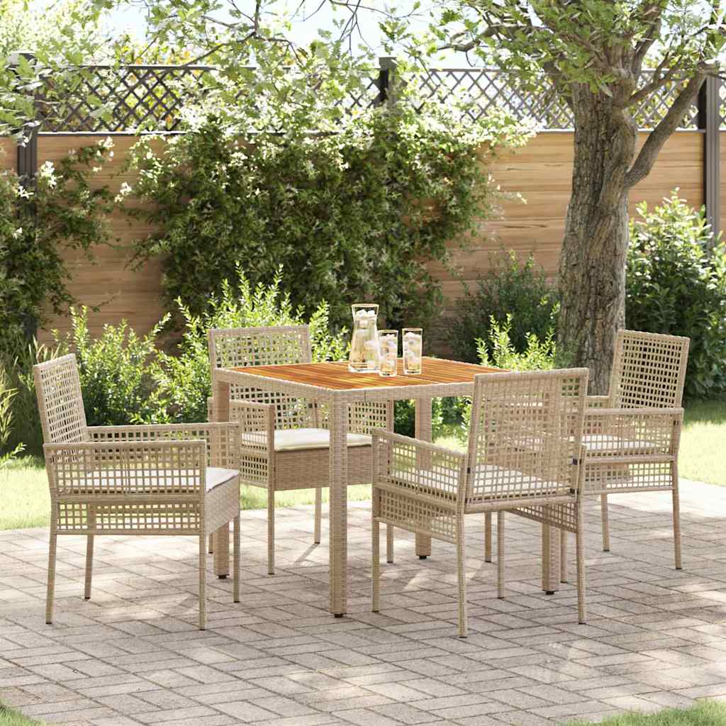 JUNG Vida Garten Essgruppe 5 pcs Beige Poly-Rattan