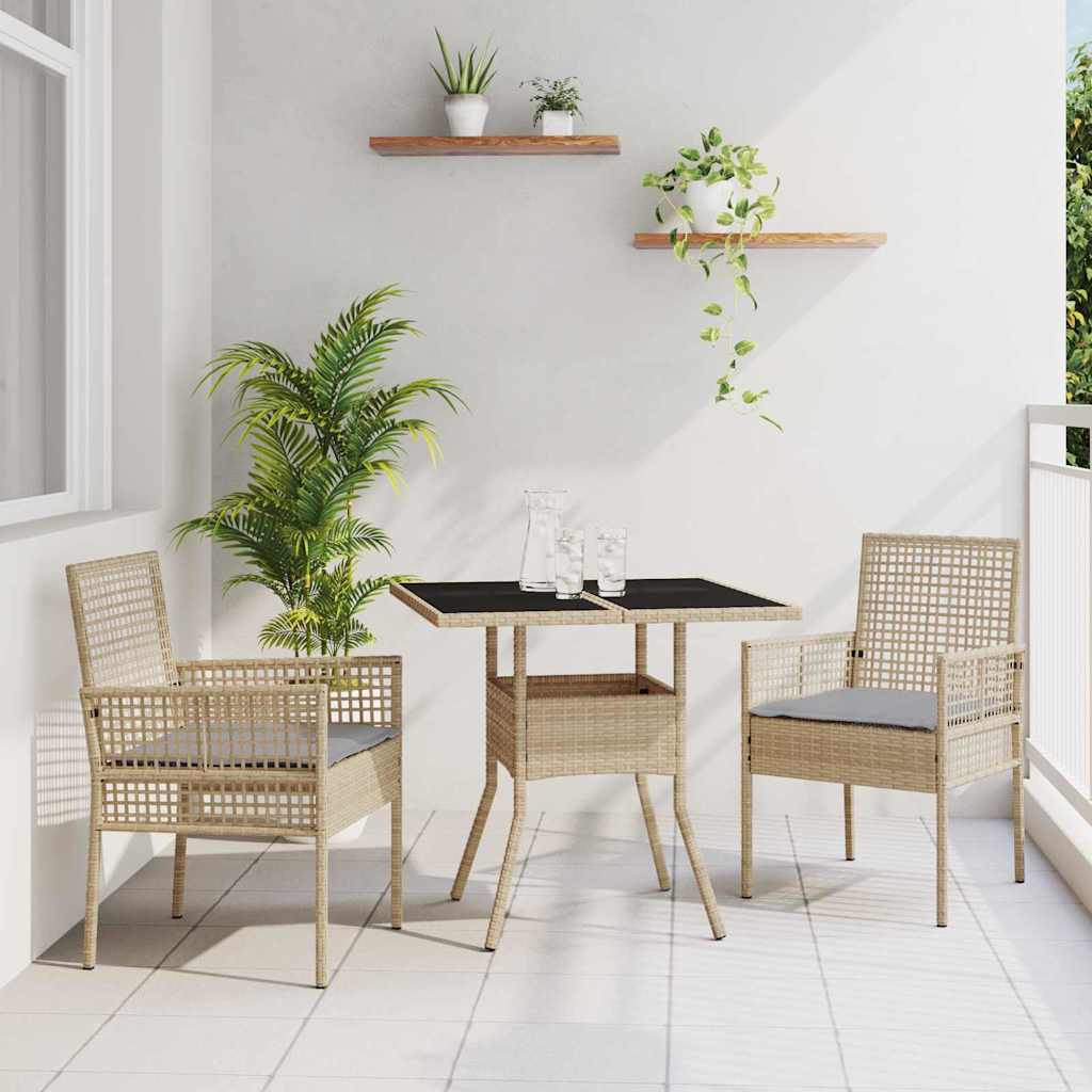 JUNG Vida Garten Essgruppe 3 pcs Beige Poly-Rattan