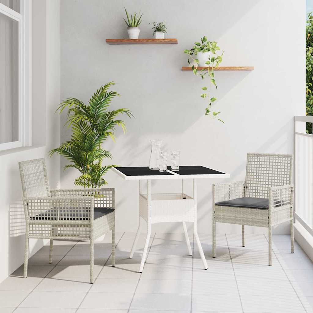 JUNG Vida Garten Essgruppe 3 pcs Hellgrau Poly-Rattan