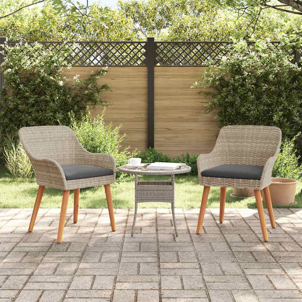 JUNG Vida Gartenstuhl 2 pcs Hellgrau 62,5 x 55 x 82 cm Poly-Rattan