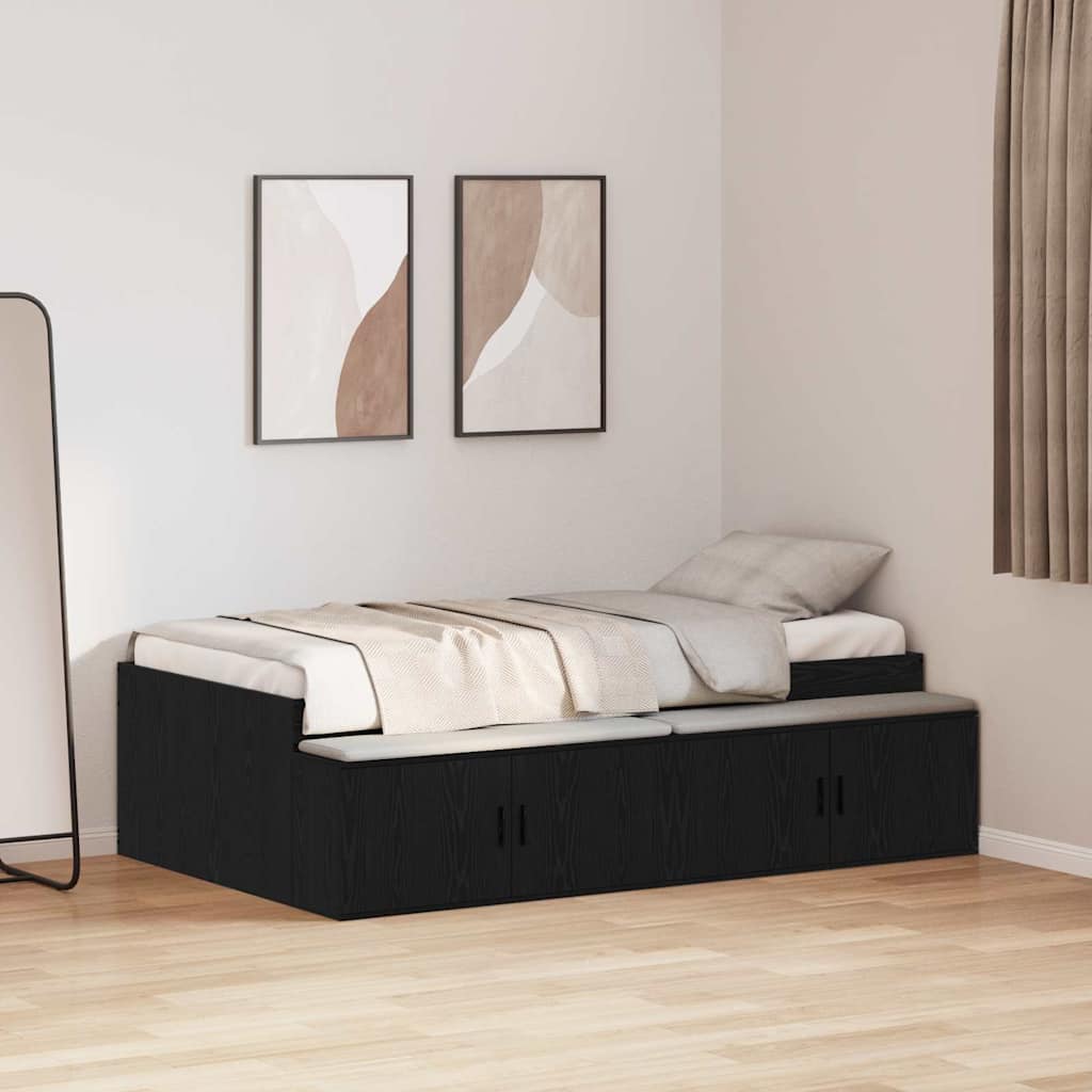 JUNG Vida Bettrahmen Schwarz Eichen-Optik 70 x 190 cm Holzwerkstoff
