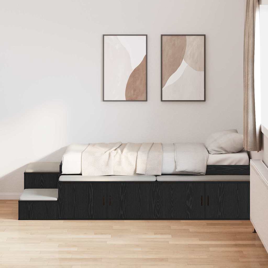 JUNG Vida Aufbewahrungsbettgestell Schwarz Eichen-Optik 80 cm