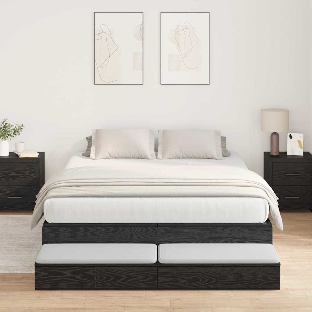 JUNG Vida Aufbewahrungsbettgestell Schwarz Eichen-Optik 150 cm