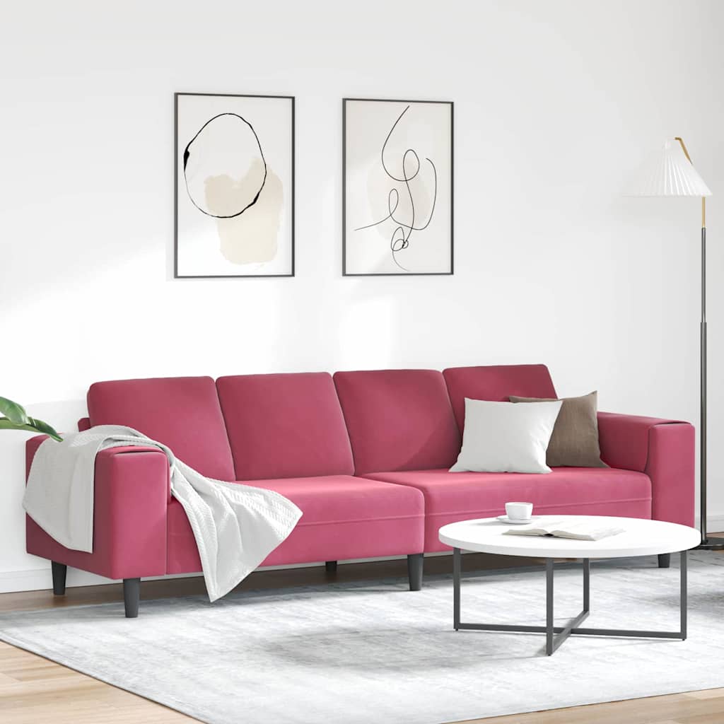 JUNG Vida Wohnzimmer Couch Weinrot 250 x 77 x 76 cm