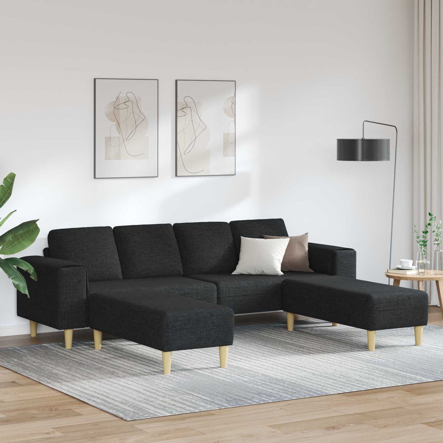 JUNG Vida Wohnzimmer Couch 3 pcs Schwarz Polyester