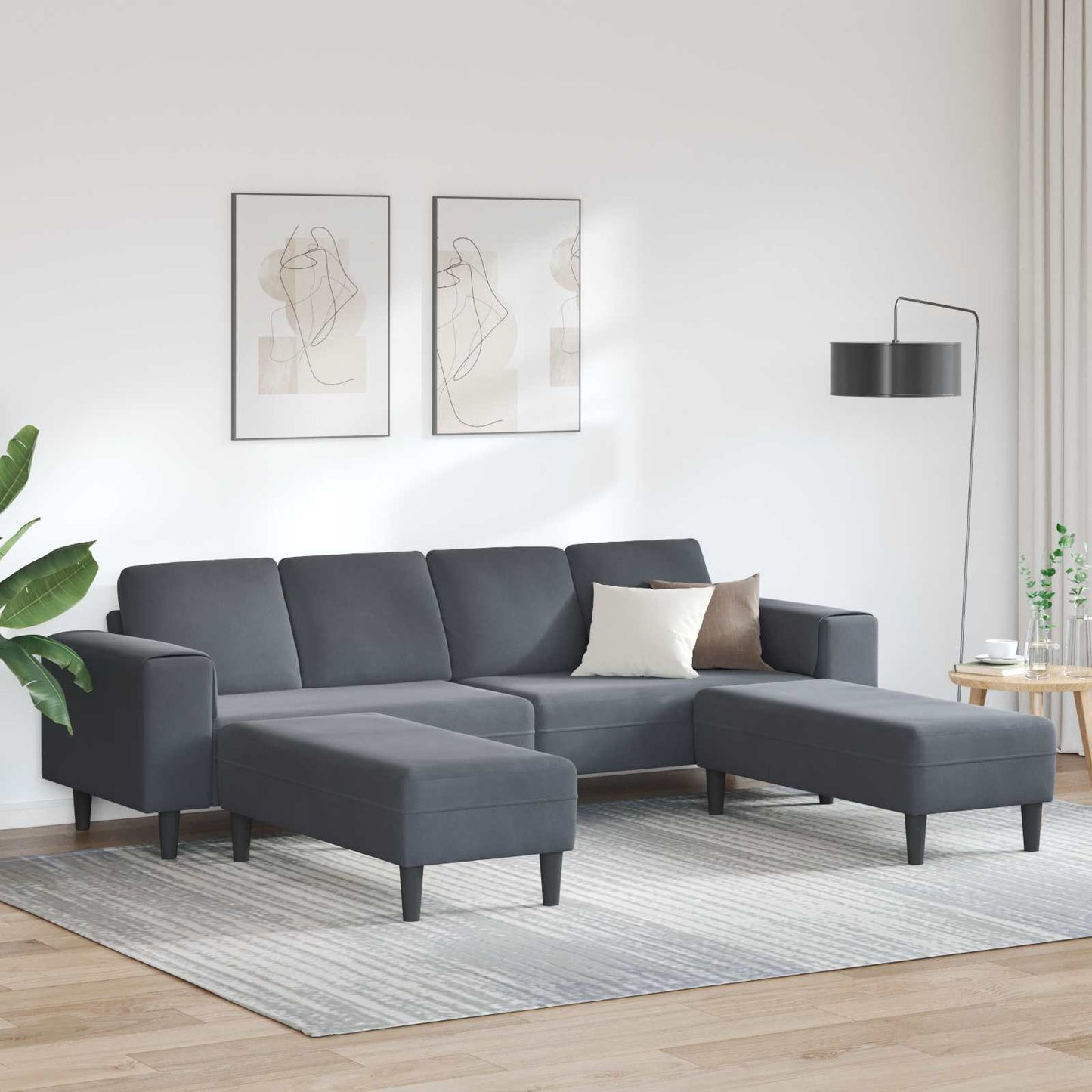 JUNG Vida Wohnzimmer Couch 3 pcs Dunkelgrau