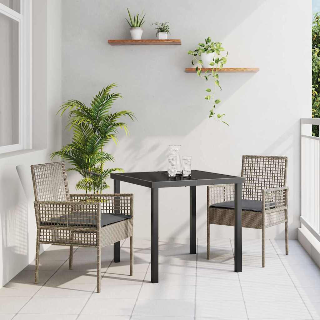 JUNG Vida Gartenstuhl mit Kissen 2 pcs Grau 55 x 53 x 85 cm Poly-Rattan