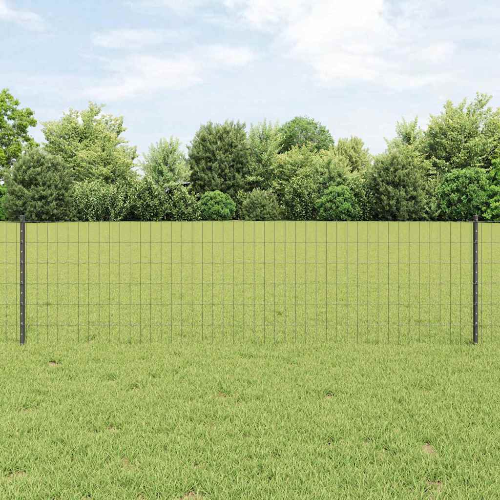 JUNG Vida Zaun mit Pfosten Grau 0,6 x 10 m Stahl und PVC