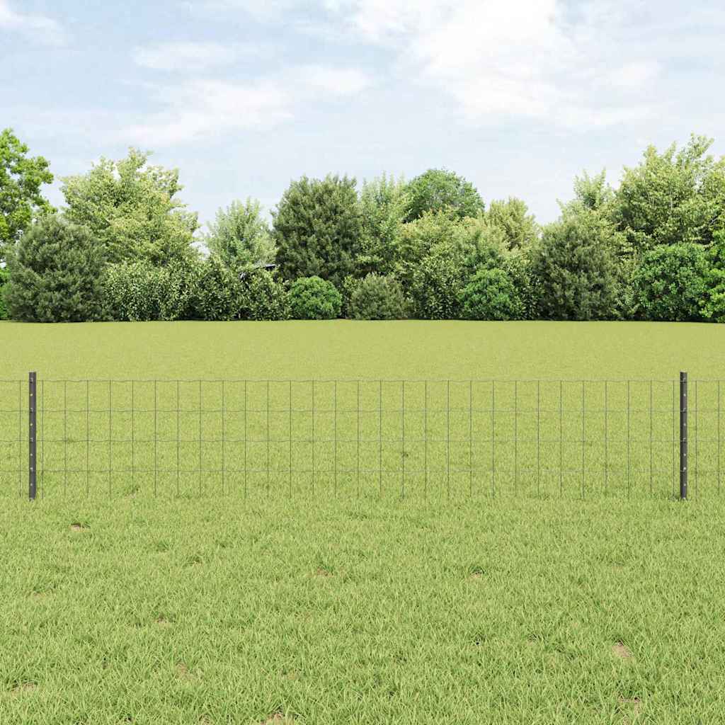JUNG Vida Zaun mit Pfosten Grau 0,4 x 10 m Stahl und PVC