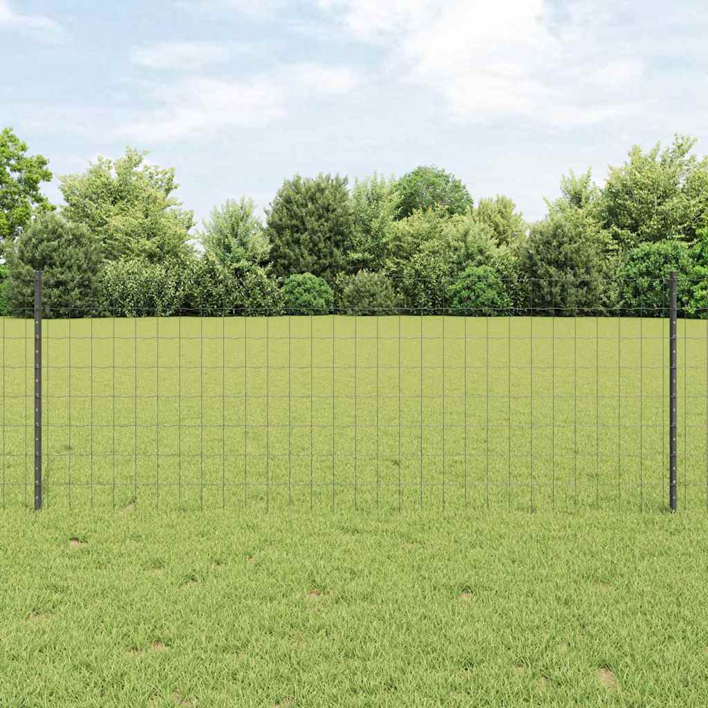 JUNG Vida Zaun mit Pfosten Grau 0,8 x 10 m Stahl und PVC