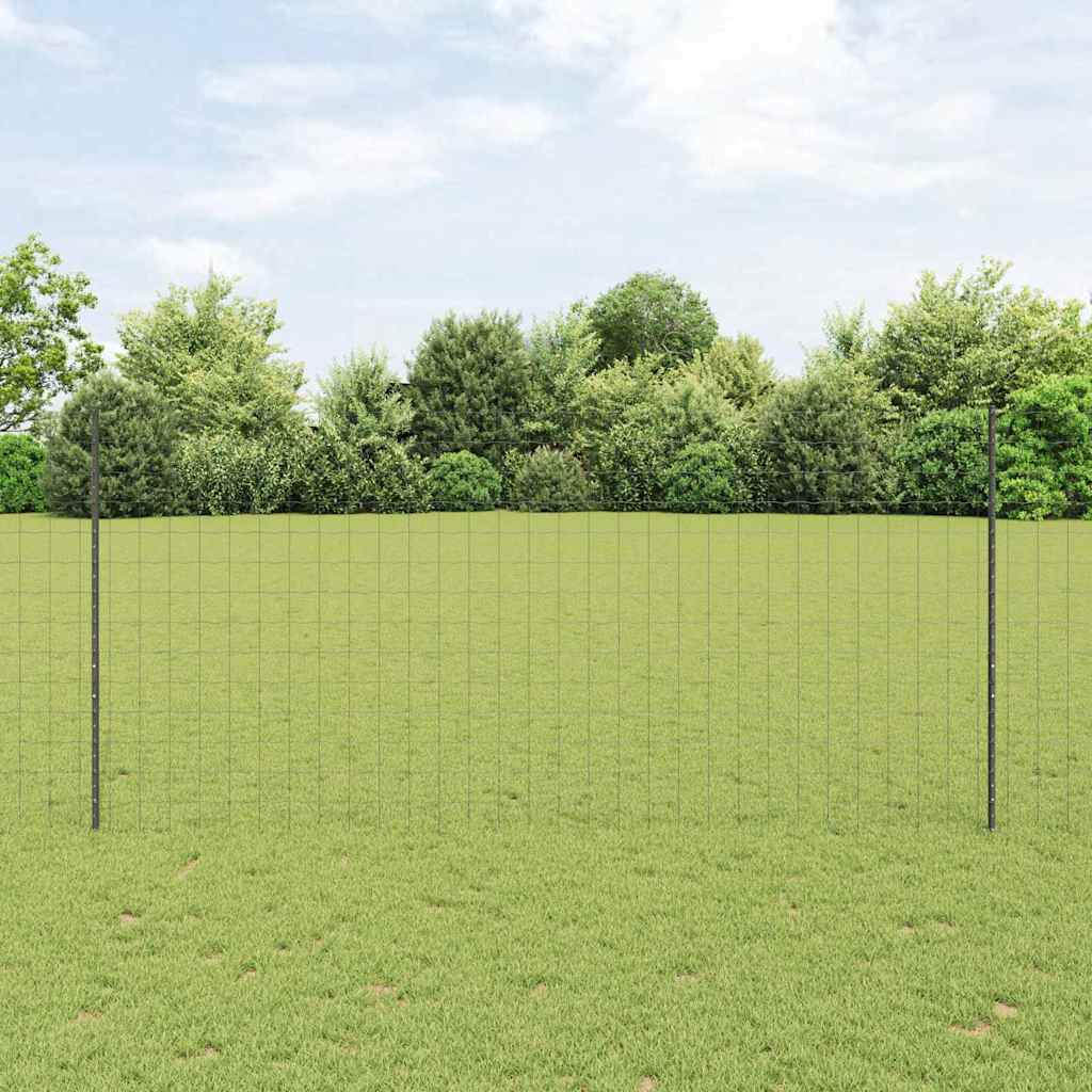 JUNG Vida Zaun mit Pfosten Grau 1,4 x 10 m Stahl und PVC