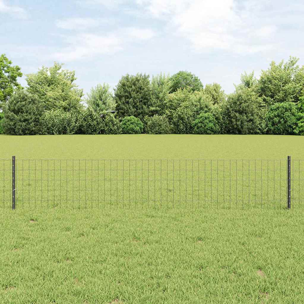 JUNG Vida Zaun mit Pfosten Grau 0,4 x 25 m Stahl und PVC