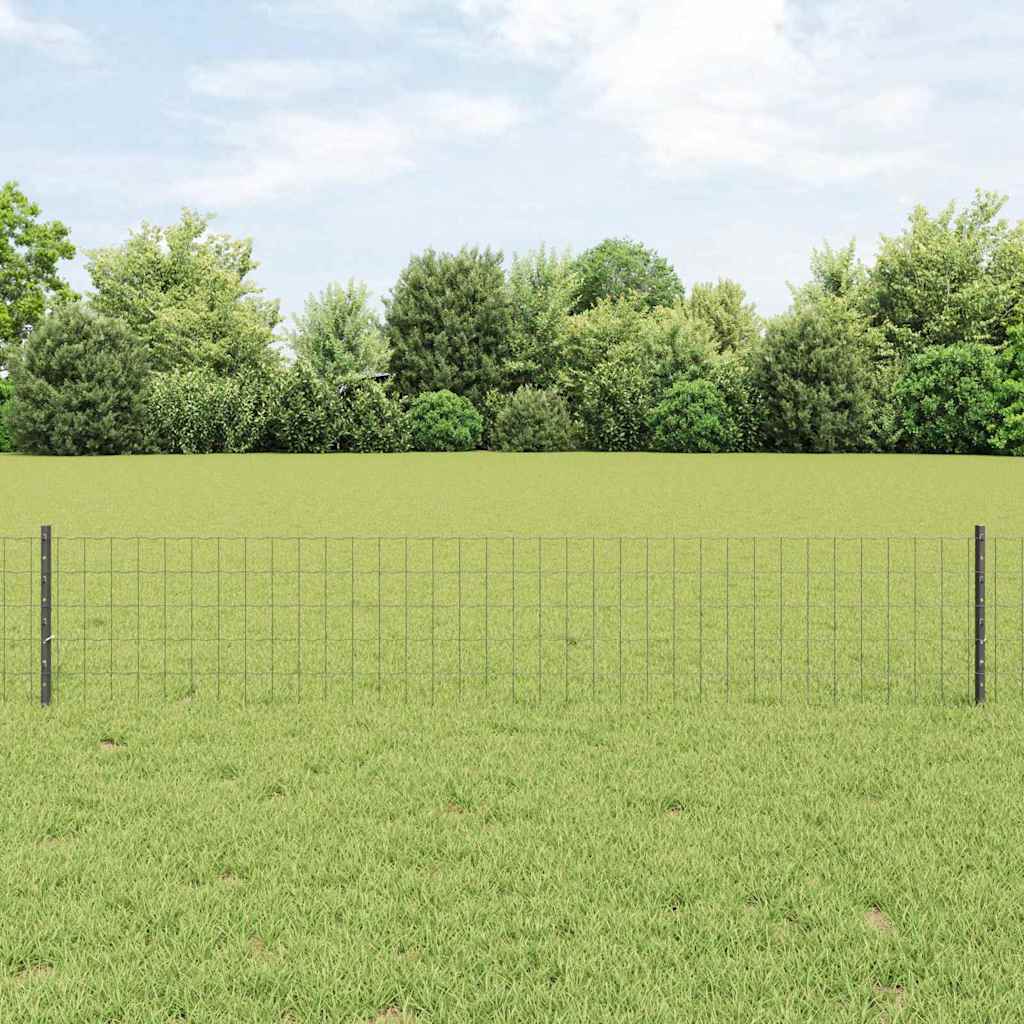 JUNG Vida Zaun mit Pfosten Grau 0,4 x 10 m Stahl und PVC
